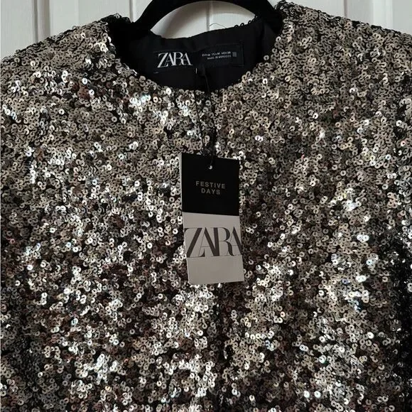 ZARA SEQUINED BLAZER Size M - Picture 5 of 6